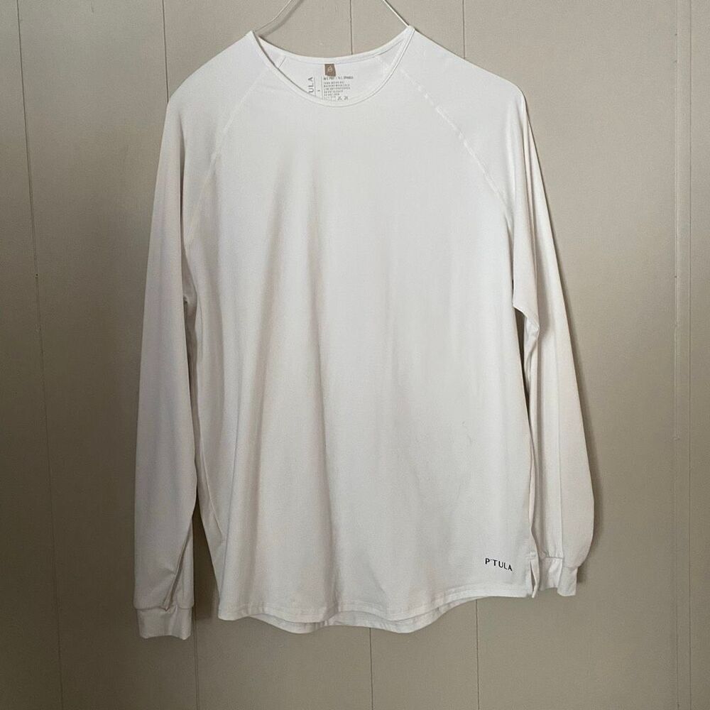 P’TULA White Long Sleeve Performance Top Women’s Size S Activewear